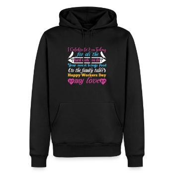 Tag der glücklichen Arbeit - Männer Premium Bio Hoodie - Schwarz - Vorne - Nico (187cm)
