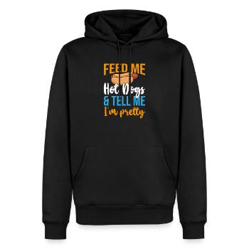 Feed Me Hot Dogs And Tell Me I'm Pretty, Hot Dog - Men’s Premium Organic Hoodie - black - Front - Nico (187cm)