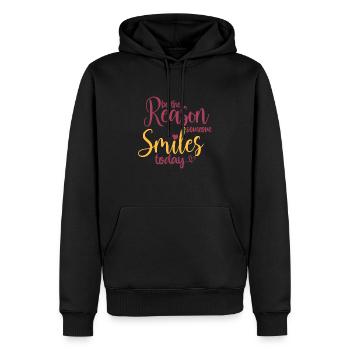 be the reason someone smiles today - Men’s Premium Organic Hoodie - black - Front - Nico (187cm)
