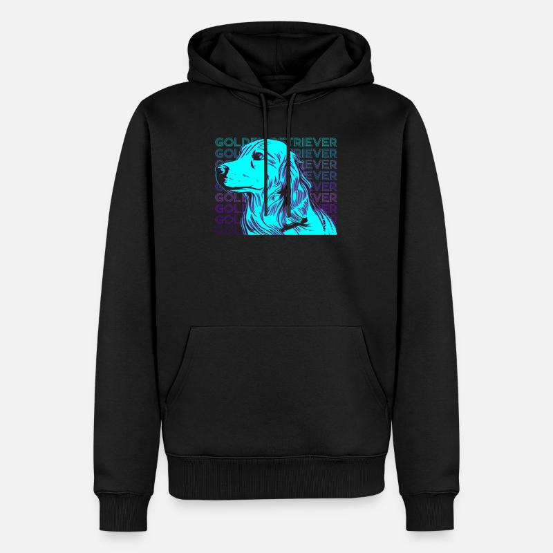 Golden Retriever Rétro - Sweat à capuche Premium bio Homme - noir