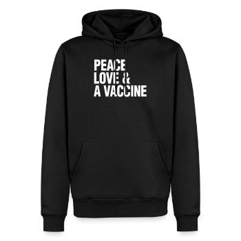 Vaccine Peace Love Vaccination - Men’s Premium Organic Hoodie - black - Front - Nico (187cm)