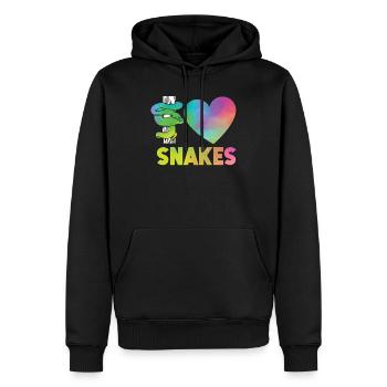 Snake Serpent Heart Watercolor I - Männer Premium Bio Hoodie - Schwarz - Vorne - Nico (187cm)