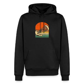 Kitesurf Rétro Vintage Surfboard Kiteboard Kite - Sweat à capuche Premium bio Homme - noir - Devant - Nico (187cm)