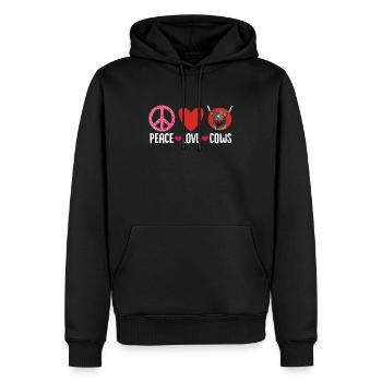Vache bovine écossaise des Highlands - Sweat à capuche Premium bio Homme - noir - Devant - Nico (187cm)