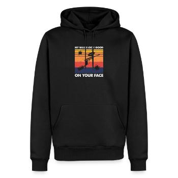 My Balls Look Good On Your Face - Funny Paintball - Men’s Premium Organic Hoodie - black - Front - Nico (187cm)