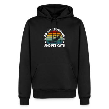 Kitesurfer Chat Drôle Kiteboard Aller Kitesurf - Sweat à capuche Premium bio Homme - noir - Devant - Nico (187cm)