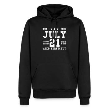 21ème anniversaire Juillet millésime 2001 idée cadeau - Sweat à capuche Premium bio Homme - noir - Devant - Nico (187cm)