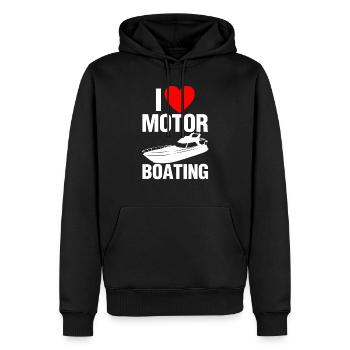 I Love Motor Boating Boater - Men’s Premium Organic Hoodie - black - Front - Nico (187cm)