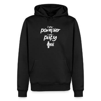 Futur pompier - Comme papy - humour - Sweat à capuche Premium bio Homme - noir - Devant - Nico (187cm)