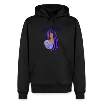 Meals On Heels breastfeeding woman of color mother - Men’s Premium Organic Hoodie - black - Front - Nico (187cm)