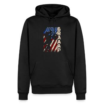 Braaap Vintage USA amerikanische Flagge Dirt Bike - Männer Premium Bio Hoodie - Schwarz - Vorne - Nico (187cm)