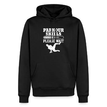 Parkour Skills Loading ... Please Wait Free Runnin - Männer Premium Bio Hoodie - Schwarz - Vorne - Nico (187cm)