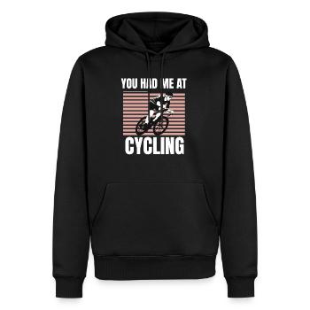 Tu m’as eu au cyclisme - Sweat à capuche Premium bio Homme - noir - Devant - Nico (187cm)