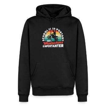 Schule ist wichtig, aber Motorcross ist wichtiger - Männer Premium Bio Hoodie - Schwarz - Vorne - Nico (187cm)
