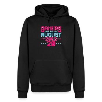 20. Geburtstag August Jahrgang 2002 Gamer - Männer Premium Bio Hoodie - Schwarz - Vorne - Nico (187cm)