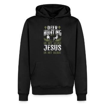 Chasseur de cerfs Buck Jesus - Sweat à capuche Premium bio Homme - noir - Devant - Nico (187cm)