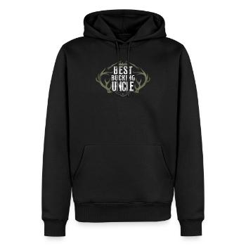 Buck Deer Hunting Hunter Uncle - Men’s Premium Organic Hoodie - black - Front - Nico (187cm)