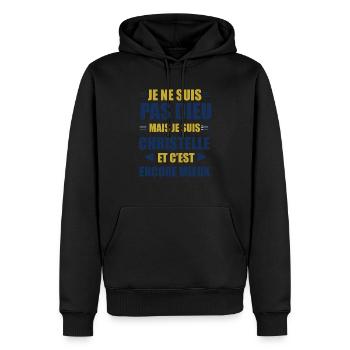 Cadeau femme pour christelle - Sweat à capuche Premium bio Homme - noir - Devant - Nico (187cm)