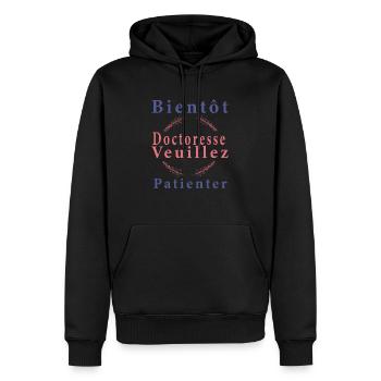 Tshirt femme Bientôt Doctoresse veuillez patienter - Sweat à capuche Premium bio Homme - noir - Devant - Nico (187cm)