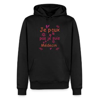 Tshirt femme Je peux pas je suis meden - Sweat à capuche Premium bio Homme - noir - Devant - Nico (187cm)