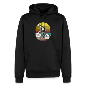 Radfahren Fahrradfahren Retro Sonnenuntergang 70er - Männer Premium Bio Hoodie - Schwarz - Vorne - Nico (187cm)
