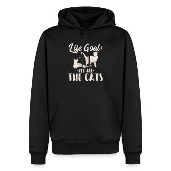 Objectif de vie: Pet All The Cats Funny Cat Lover Cat - Sweat à capuche Premium bio Homme - noir - Devant - Nico (187cm)