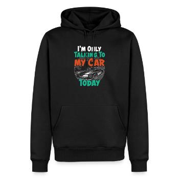 Je ne parle qu’à ma voiture aujourd’hui Drôle d’amateurs de voitures - Sweat à capuche Premium bio Homme - noir - Devant - Nico (187cm)