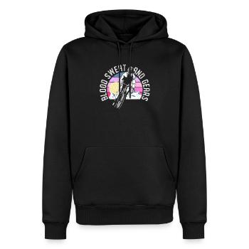 Mountainbiking MTB-Fahrer Fahrrad Blut Schweiß - Männer Premium Bio Hoodie - Schwarz - Vorne - Nico (187cm)