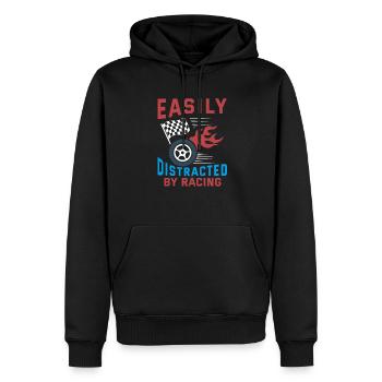 Facilement distrait par la course de course Funny Racer Lov - Sweat à capuche Premium bio Homme - noir - Devant - Nico (187cm)