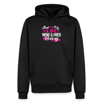 Juste une fille qui aime la course sur piste de terre battue Girlf - Sweat à capuche Premium bio Homme - noir - Devant - Nico (187cm)