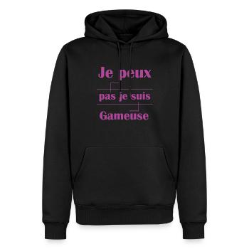Tshirt femme Je peux pas je suis gameuse - Sweat à capuche Premium bio Homme - noir - Devant - Nico (187cm)