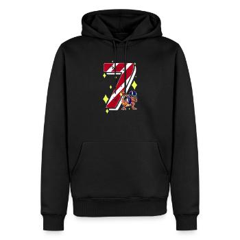 7 Jahre alter Dinosaurier American Football 7. B-Day - Männer Premium Bio Hoodie - Schwarz - Vorne - Nico (187cm)