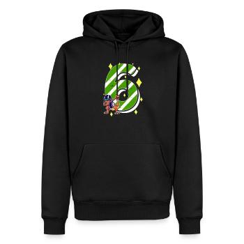 6 Jahre alt Dino American Football 6. B-Day Dab - Männer Premium Bio Hoodie - Schwarz - Vorne - Nico (187cm)