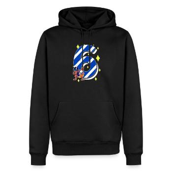 6 Years Old Dino American Football 6th Birthday - Men’s Premium Organic Hoodie - black - Front - Nico (187cm)