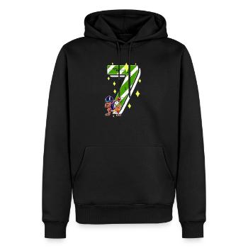 7 Jahre alt Dino American Football 7. Geburtstag - Männer Premium Bio Hoodie - Schwarz - Vorne - Nico (187cm)