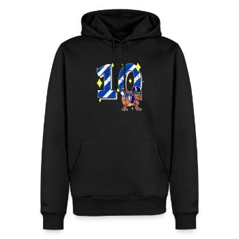 10 Jahre alter Dino American Football 10. Geburtstag - Männer Premium Bio Hoodie - Schwarz - Vorne - Nico (187cm)