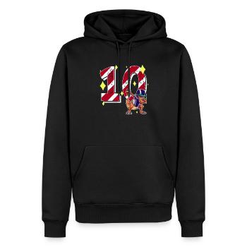 10 ans Dinosaure Football Américain 10ème B-day - Sweat à capuche Premium bio Homme - noir - Devant - Nico (187cm)