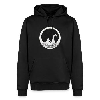 Bigfoot Sasquatch à cheval sur le Loch Ness - Sweat à capuche Premium bio Homme - noir - Devant - Nico (187cm)