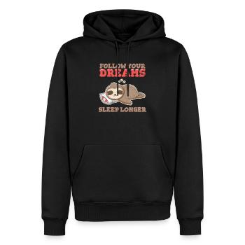 Follow Your Dreams Sleep Longer Funny Sloth Lover - Männer Premium Bio Hoodie - Schwarz - Vorne - Nico (187cm)