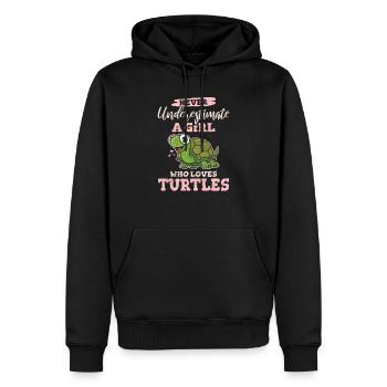 Never Underestimate A Girl Who Loves Turtles Turtl - Men’s Premium Organic Hoodie - black - Front - Nico (187cm)