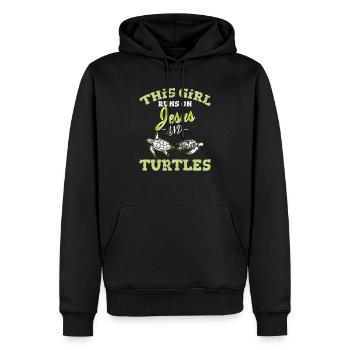 Cette fille court sur Jésus et les tortues drôle de mer Turt - Sweat à capuche Premium bio Homme - noir - Devant - Nico (187cm)