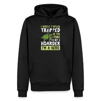 Je sauve des tortues piégées dans le magasin Funny Sea Tu - Sweat à capuche Premium bio Homme - noir - Devant - Nico (187cm)