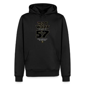 Ça y est, j’ai maintenant 57 ans - Sweat à capuche Premium bio Homme - noir - Devant - Nico (187cm)