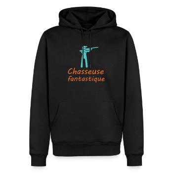 Tshirt femme Chasseuse fantastique - Sweat à capuche Premium bio Homme - noir - Devant - Nico (187cm)