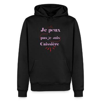 Tshirt femme Je peux pas je suis Caissière - Sweat à capuche Premium bio Homme - noir - Devant - Nico (187cm)