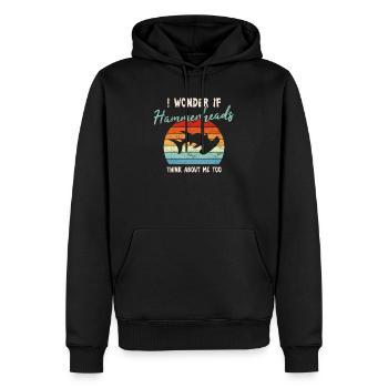 I Wonder If Hammerheads Think About Me Too Hammerh - Männer Premium Bio Hoodie - Schwarz - Vorne - Nico (187cm)