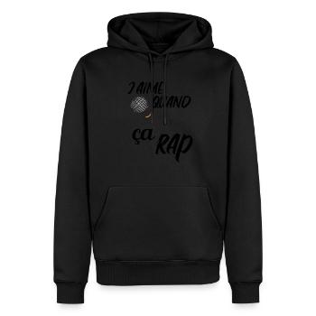 j aime quand ça rap - Sweat à capuche Premium bio Homme - noir - Devant - Nico (187cm)