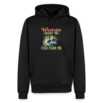 Les femmes me veulent poisson craignent-moi pêcheur pêcheur pêcheur - Sweat à capuche Premium bio Homme - noir - Devant - Nico (187cm)