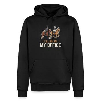 Je serai dans mon bureau Chevaux de ferme Cheval R - Sweat à capuche Premium bio Homme - noir - Devant - Nico (187cm)
