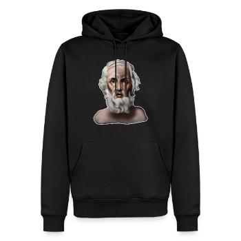 Homère Poète antique - Sweat à capuche Premium bio Homme - noir - Devant - Nico (187cm)